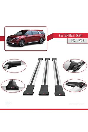 Kia Carnival (KA4) 2021-2023 Arası ile Uyumlu FLY Model Ara Atkı Tavan Barı GRİ 3 ADET BAR