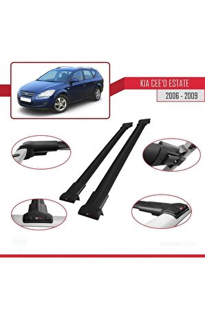 Kia Ceed SPORTSWAGON 2006-2009 Arası ile uyumlu FLY Model Ara Atkı Tavan Barı SİYAH