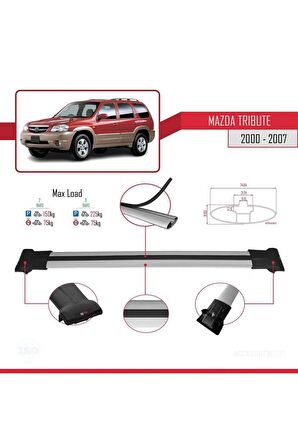 Mazda Tribute 2000-2007 Arası ile Uyumlu FLY Model Ara Atkı Tavan Barı GRİ