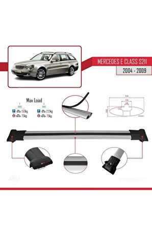 Mercedes E Class S211 2004-2009 Arası ile uyumlu FLY Model Ara Atkı Tavan Barı GRİ