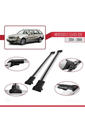 Mercedes E Class S211 2004-2009 Arası ile uyumlu FLY Model Ara Atkı Tavan Barı GRİ