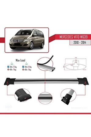 Mercedes Vito (W639) 2010-2014 Arası ile uyumlu FLY Model Ara Atkı Tavan Barı GRİ 3 ADET BAR