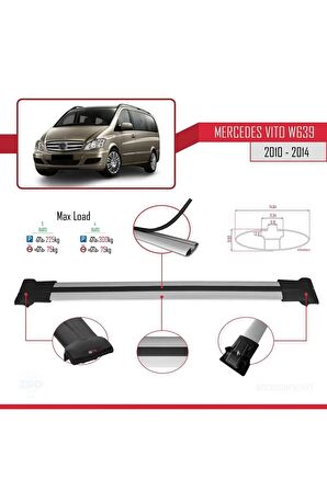 Mercedes Vito (W639) 2010-2014 Arası ile uyumlu FLY Model Ara Atkı Tavan Barı GRİ 4 ADET BAR