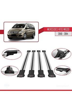 Mercedes Vito (W639) 2010-2014 Arası ile uyumlu FLY Model Ara Atkı Tavan Barı GRİ 4 ADET BAR