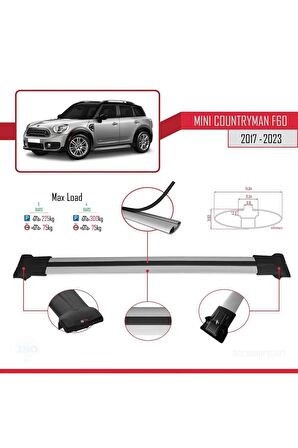 Mini Countryman (F60) 2017-2023 Arası ile Uyumlu FLY Model Ara Atkı Tavan Barı GRİ 3 ADET BAR