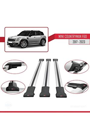 Mini Countryman (F60) 2017-2023 Arası ile Uyumlu FLY Model Ara Atkı Tavan Barı GRİ 3 ADET BAR