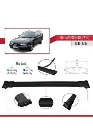 Nissan Primera (W10) 1991-1997 Arası ile Uyumlu FLY Model Ara Atkı Tavan Barı SİYAH