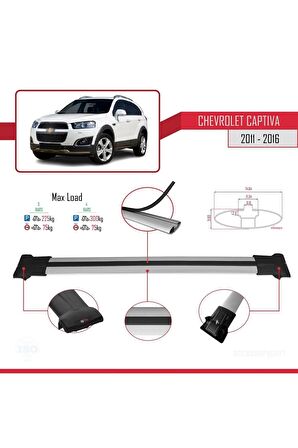 Chevrolet Captiva 2011-2016 Arası ile Uyumlu FLY Model Ara Atkı Tavan Barı GRİ 3 ADET BAR