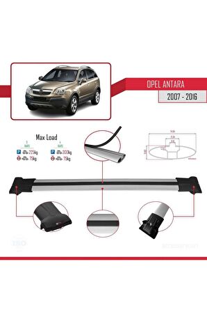 Opel Antara 2007-2016 Arası ile Uyumlu FLY Model Ara Atkı Tavan Barı GRİ 3 ADET BAR