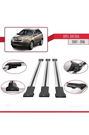 Opel Antara 2007-2016 Arası ile Uyumlu FLY Model Ara Atkı Tavan Barı GRİ 3 ADET BAR
