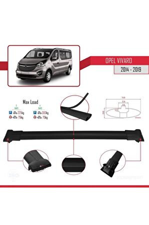 Opel Vivaro 2014-2019 Arası ile uyumlu FLY Model Ara Atkı Tavan Barı SİYAH 3 ADET BAR