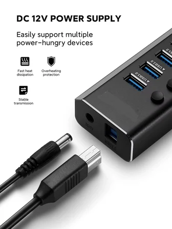 16 Portlu USB Çoklayıcı Hub 100W Güç Adaptörlü USB Çoklayıcı Çevirici Tekil Açma Kapama Tuşlu