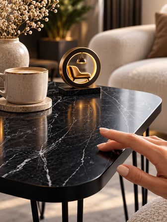Odera Bendir Siyah Mermer Desenli Zigon Sehpa 3'lü Set Metal Tel Ayaklı Modern Retro Salon Sehpası
