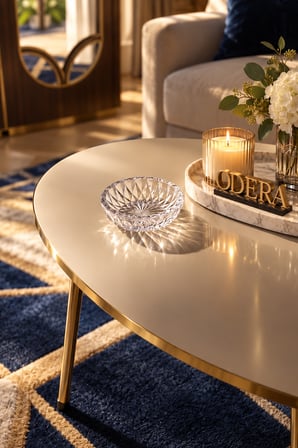 Odera Elips Orta Sehpa 90x50 cm Metal Ayaklı Modern Retro Salon Sehpası