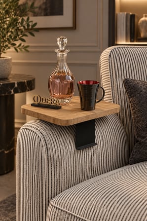 Odera Atlantik Çam Ayarlanabilir C Sehpa Koltuk Kenarı Yan Sehpa Metal Aparatlı Modern Servis Sehpas