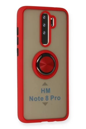 Newface Xiaomi Redmi Note 8 Pro Kılıf Montreal Yüzüklü Silikon Kapak - Kırmızı