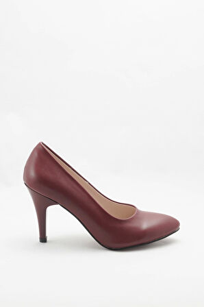 Kadın Moda Şık Bordo Klasik Topuklu Ayakkabı Topuklu Düğün Nişan Gece Abiye Ayakkabısı