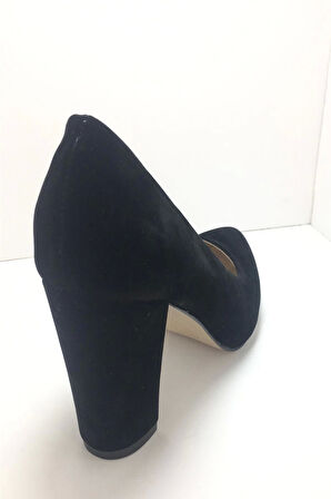 Kadın Moda Şık Siyah Süet Topuklu Ayakkabı Zarif Tasarım Düğün Nişan Gece Abiye Ayakkabısı