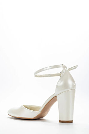 Kadın Moda Şık Sedef Cilt Topuklu Bilek Bağlamalı Klasik Ayakkabı Düğün Nişan Gece Abiye Ayakkabısı