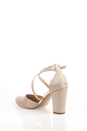 Kadın Moda Şık Gold Mercan Topuklu Zarif Tasarım Yüksek Topuk Düğün Nişan Gece Abiye Ayakkabısı