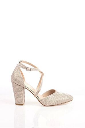 Kadın Moda Şık Gold Mercan Topuklu Zarif Tasarım Yüksek Topuk Düğün Nişan Gece Abiye Ayakkabısı