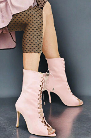 Stil Modern Kadın Bağcıklı İnce Topuklu Ayakkabı Özel Tasarım Gündüz Gece Abiye Ayakkabı