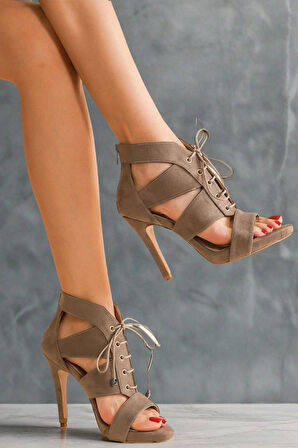 Stil Modern Kadın Bağcıklı Platform Topuklu Ayakkabı Özel Tasarım Gündüz Gece Abiye Ayakkabı