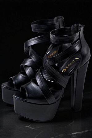 Stil Modern Kadın Kalın Topuklu Platform Ayakkabı Özel Tasarım Gündüz Gece Abiye Ayakkabı