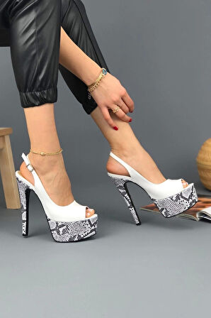 Stil Modern Kadın Yüksek İnce Topuklu Ayakkabı Beyaz Rugan Özel Tasarım Gündüz Gece Abiye Ayakkabı
