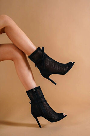 Stil Modern Kadın Fileli Tasarım İpli İnce Topuklu Ayakkabı Özel Tasarım Gündüz Gece Abiye Ayakkabı