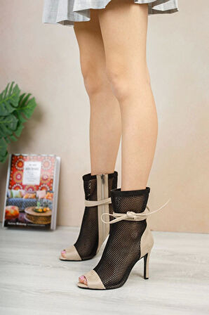 Stil Modern Kadın Fileli Tasarım İpli İnce Topuklu Ayakkabı Özel Tasarım Gündüz Gece Abiye Ayakkabı