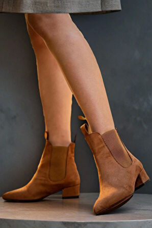 Stil Modern Kadın Kısa Topuklu Lastikli Bot Özel Tasarım Gündüz Gece Abiye Ayakkabı