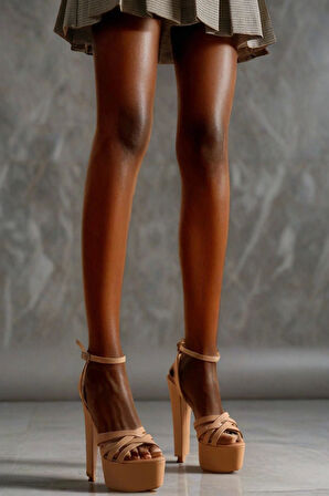 Stil Modern Kadın Nude Platform Ayakkabı Özel Tasarım Gündüz Gece Abiye Ayakkabı