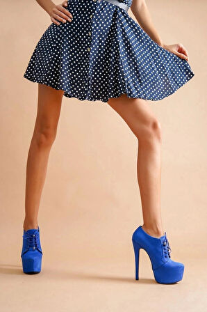 Stil Modern Kadın Bağcıklı İnce Topuklu Platform Bot Özel Tasarım Gündüz Gece Abiye Ayakkabı