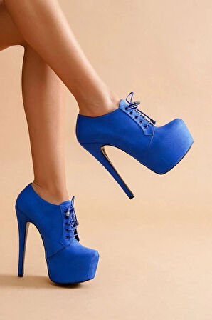 Stil Modern Kadın Bağcıklı İnce Topuklu Platform Bot Özel Tasarım Gündüz Gece Abiye Ayakkabı