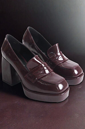 Stil Modern Kadın Platform Kalın Topuklu Loafer Özel Tasarım Gündüz Gece Abiye Ayakkabı