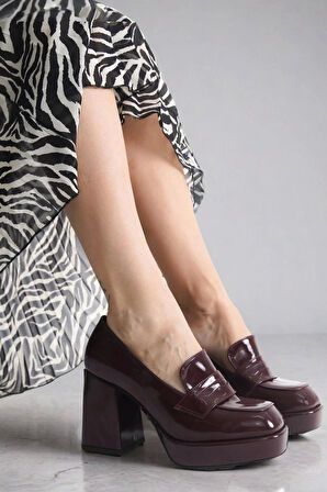 Stil Modern Kadın Platform Kalın Topuklu Loafer Özel Tasarım Gündüz Gece Abiye Ayakkabı