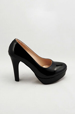 Kadın Moda Şık Siyah Klasik Topuklu Ayakkabı Topuklu Düğün Nişan Gece Abiye Ayakkabısı