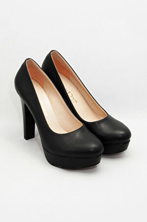 Kadın Moda Şık Siyah Klasik Topuklu Ayakkabı Topuklu Düğün Nişan Gece Abiye Ayakkabısı