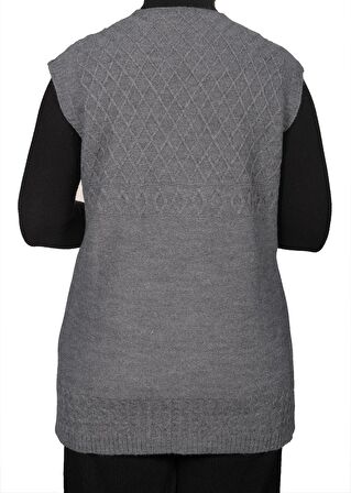 Kadın Koyu Krem Düğmeli Yelek