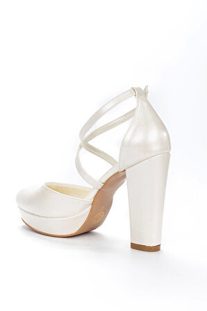 Kadın Moda Şık Sedef Cilt Topuklu Zarif Tasarım Yüksek Topuk Düğün Nişan Gece Abiye Ayakkabısı