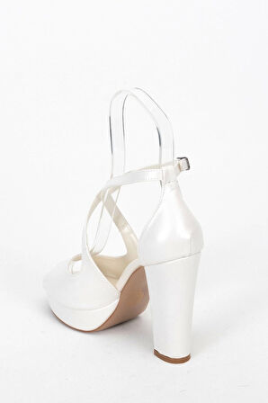 Kadın Moda Şık Sedef Cilt Topuklu Zarif Tasarım Yüksek Topuk Düğün Nişan Gece Abiye Ayakkabısı