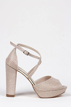 Kadın Moda Şık Gümüş Mercan Topuklu Zarif Tasarım Yüksek Topuk Düğün Nişan Gece Abiye Ayakkabısı