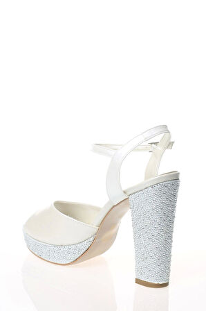 Kadın Moda Şık Beyaz Topuklu Zarif Tasarım Yüksek Topuk Düğün Nişan Gece Abiye Ayakkabısı