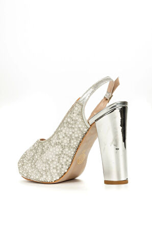 Kadın Moda Şık Gold Ayna Full Inci Taş Düğün Nişan Gece Abiye Ayakkabısı