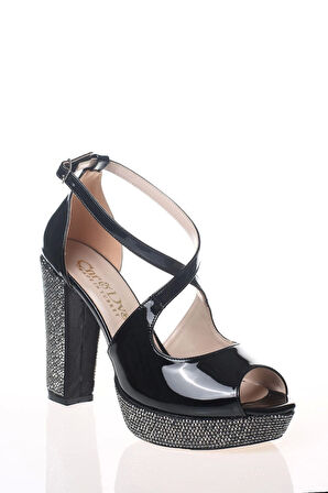 Kadın Moda Şık Gold Ayna Ökçe Poli Taş Topuklu Zarif Tasarım Düğün Nişan Gece Abiye Ayakkabısı