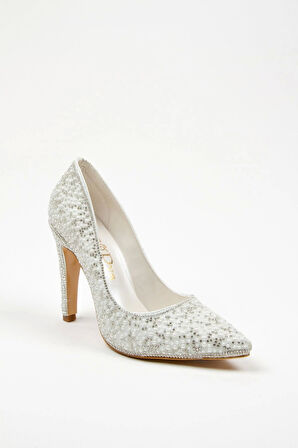 Kadın Moda Şık Gold Full Inci Aynalı Klasik Düğün Nişan Gece Abiye Ayakkabısı