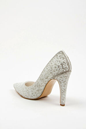 Kadın Moda Şık Gold Full Inci Aynalı Klasik Düğün Nişan Gece Abiye Ayakkabısı