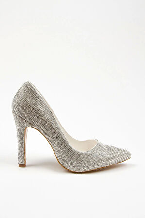 Kadın Moda Şık Gold Full Taş Aynalı Klasik Düğün Nişan Gece Abiye Ayakkabısı