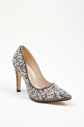 Kadın Moda Şık Gold Full Inci Aynalı Klasik Düğün Nişan Gece Abiye Ayakkabısı